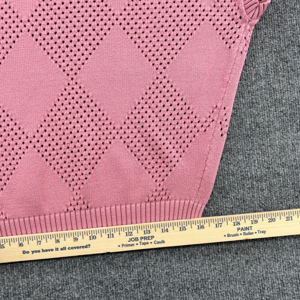 Wilson Golf Sweater Vest Women Large Pink Argyle Pointelle Retro Vintage Preppy - Picture 10 of 12
